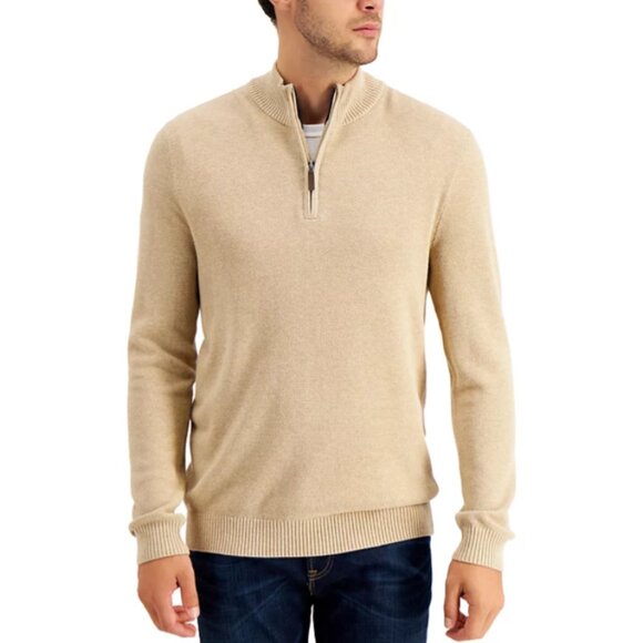 Club Room Quarter-Zip Textured Cotton Sweater Pullover XL - NEW - Picture 1 of 9